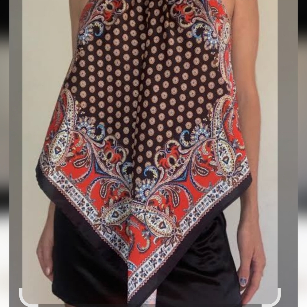 Zara Black and Orange Patterned Fabric Size S - Picture 2 of 5